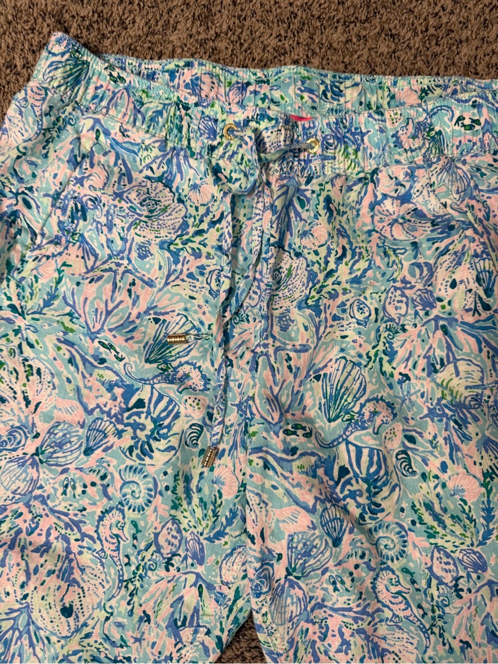 Lilly Pulitzer Taron Pull On 100% Linen Pants Surf Blue Soleil It On Me - Picture 3 of 6